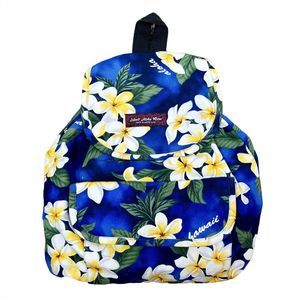 Island Aloha Wear Floral Hawaiian Drawstring Backpack Purse - 11.5” x 15” x 4.5”